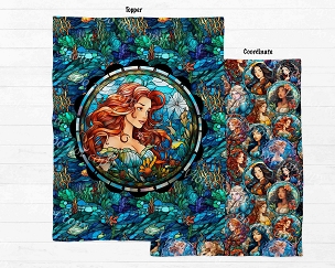 Stained Glass Mermaid Princess Blanket Panel